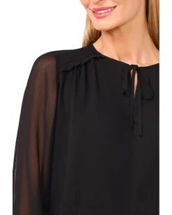 Long Sleeve Tie Neck Top