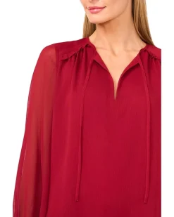 Long Sleeve Tie Neck Top
