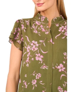 Long Sleeve Tie V-neck Ruffled Top