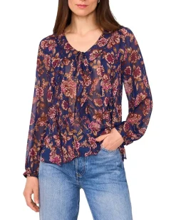 Long Sleeve V-Neck with Centerfront Ruffle