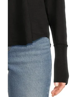 Long Sleeve Waffle Mix V-Neck Top