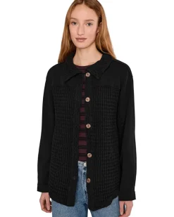 Long Sleeves Mix Media Oversized Shacket