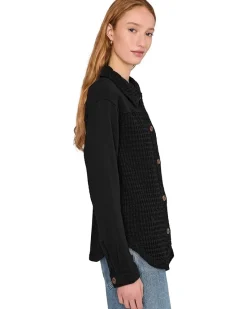 Long Sleeves Mix Media Oversized Shacket