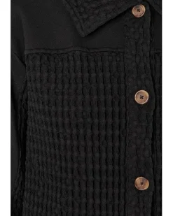 Long Sleeves Mix Media Oversized Shacket