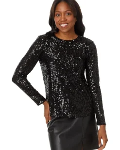 Long Slv Sequin Crew Neck 060