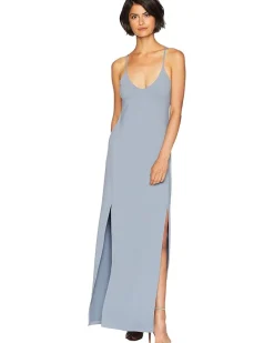 Low V-Neck with Slit Dress