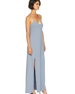Low V-Neck with Slit Dress