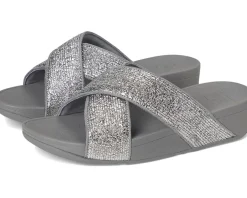 Lulu Crinkled-shimmer Cross Slides
