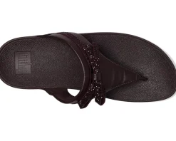 Lulu Glitz-bow Leather Toe-post Sandals