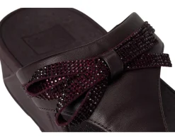 Lulu Glitz-bow Leather Toe-post Sandals