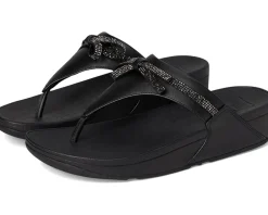 Lulu Glitz-bow Leather Toe-post Sandals