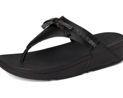 Lulu Glitz-bow Leather Toe-post Sandals