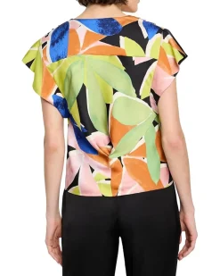 Mega Blooms Flutter Woven Top