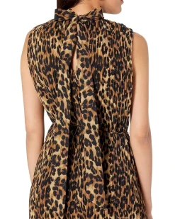 Meina Leopard Print Pleated Dress