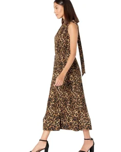Meina Leopard Print Pleated Dress