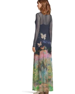 Mesh Long Sleeve Maxi Dress (slip)- Aurelius