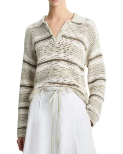 Mesh Stripe Button Polo