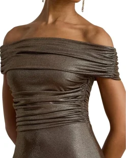 Metallic Off-The-Shoulder Cocktail Dress