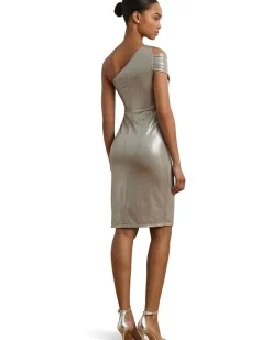 Metallic One-Shoulder Cocktail Dress