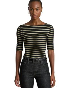 Metallic Striped Boatneck Tee