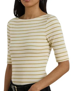 Metallic Striped Boatneck Tee