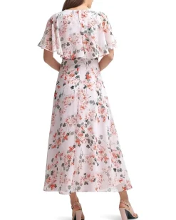 Midi Chiffon Dress with Flutter Sleeves