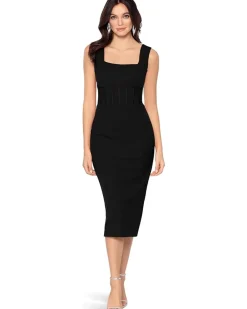 Midi Scuba Crepe Corset Bone