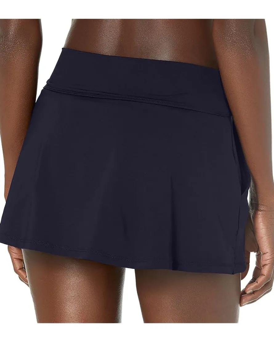 Midrise Core Solid Wide Waistband Swim Skirt