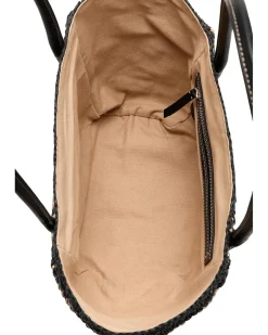 Mini Black And White Straw Tote