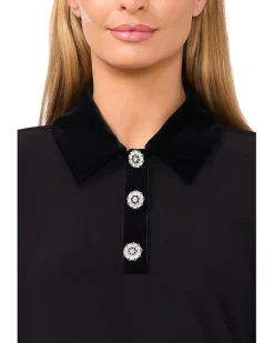 Mixed Media 1/2 Placket Collared Knit