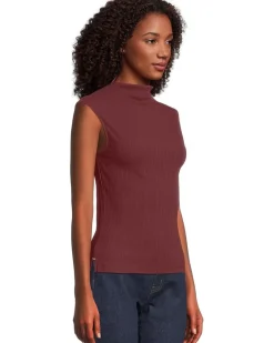 Mock Neck Cotton Rib Top