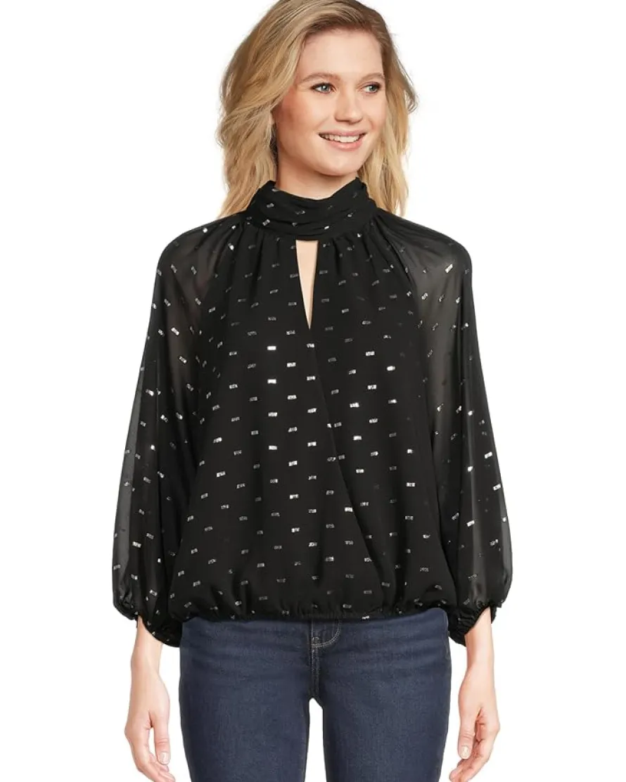 Mock Neck Wrapped Long Sleeve