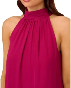 Mockneck Chiffon Jersey Dress