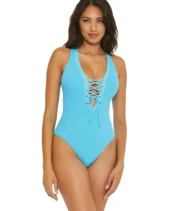 Modern Edge Gia Lace-Up Plunge One-Piece