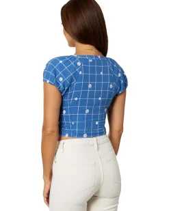 Monika Top with Blue Windowpane