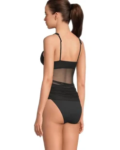 Muse Macie High Neck Mesh Overlay One Piece