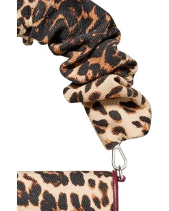 Natasha Downtown Leopard Fabric Card Case Crossbody With Scrunch Strap