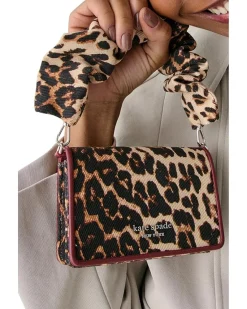 Natasha Downtown Leopard Fabric Card Case Crossbody With Scrunch Strap