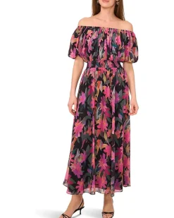 Off Shoulder Puff Sleeve Maxi Dress