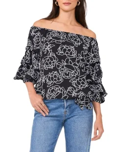 Off-the-Shoulder Blubble Sleeve Blouse