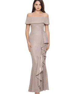 Off-the-Shoulder Glitter Gown