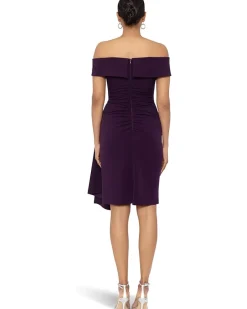 Off-the-Shoulder Scuba Crepe with Drape