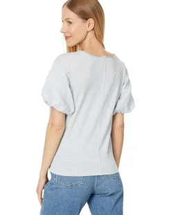 Open Neck Bubble Sleeves Tee