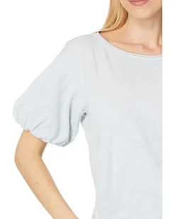 Open Neck Bubble Sleeves Tee