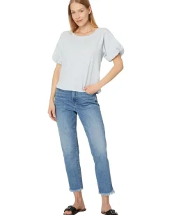 Open Neck Bubble Sleeves Tee
