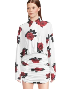 Oversized Boyfriend Neck Shirt Shirred Bottom Mini Dress