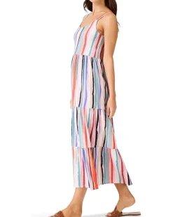 Painted Stripes Tiered Maxi Dress