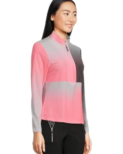 Paralell Print Long Sleeve Sunsense 1/4 Zip Top