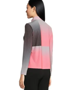 Paralell Print Long Sleeve Sunsense 1/4 Zip Top