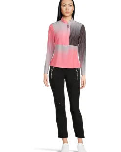 Paralell Print Long Sleeve Sunsense 1/4 Zip Top